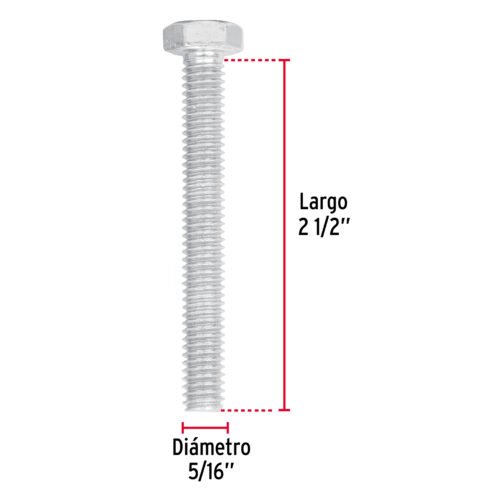 445702 (1) 44570 - Bolsa con 60 tornillos 5/16" x 2-1/2" tipo máquina, FIERO