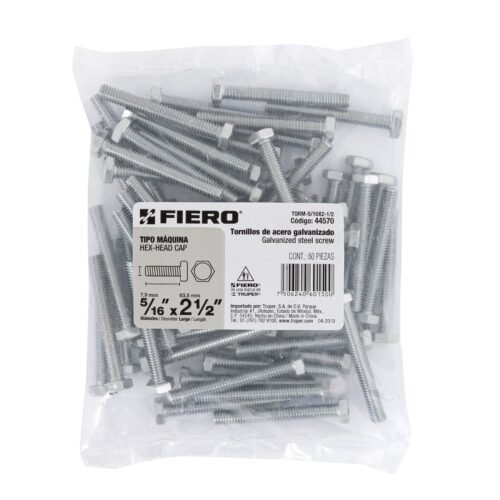 445702 (3) 44570 - Bolsa con 60 tornillos 5/16" x 2-1/2" tipo máquina, FIERO