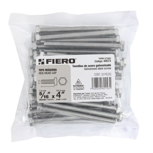 445733 44573 - Bolsa con 50 tornillos 5/16" x 4" tipo máquina, FIERO