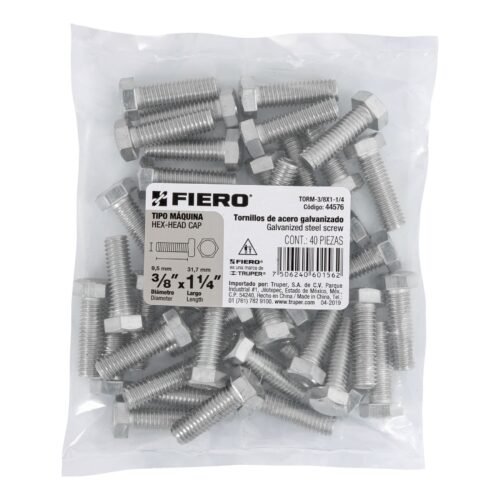 44576 - Bolsa con 40 tornillos 3/8" x 1-1/4" tipo máquina, FIERO