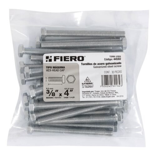 445823 44582 - Bolsa con 30 tornillos 3/8" x 4" tipo máquina, FIERO