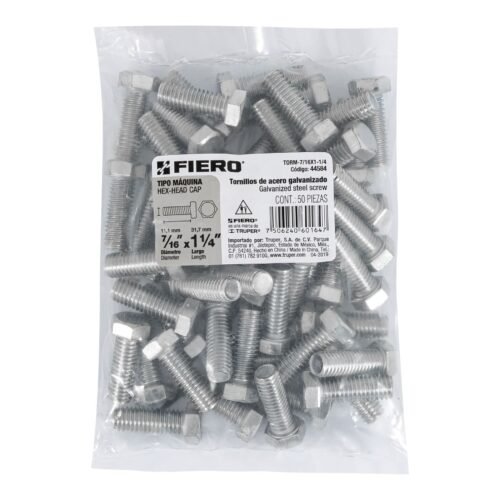44584 - Bolsa con 50 tornillos 7/16" x 1-1/4" tipo máquina, FIERO