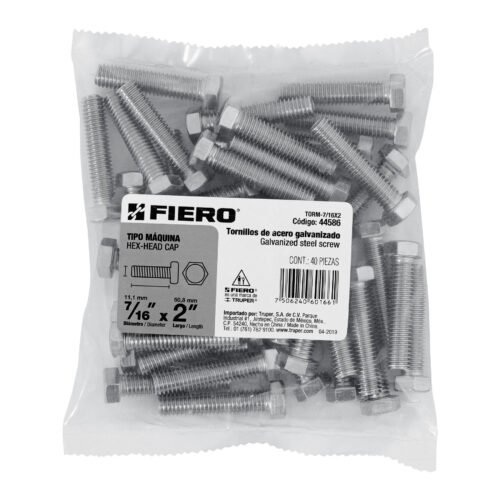 445863 44586 - Bolsa con 40 tornillos 7/16" x 2" tipo máquina, FIERO