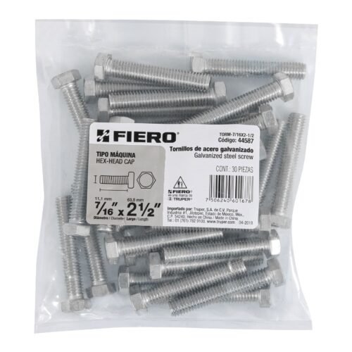 445873 44587 - Bolsa con 30 tornillos 7/16" x 2-1/2" tipo máquina, FIERO