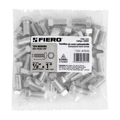445913 44591 - Bolsa con 40 tornillos 1/2" x 1" tipo máquina, FIERO