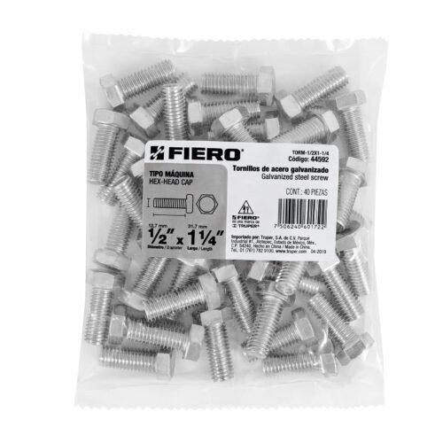 445923 44592 - Bolsa con 40 tornillos 1/2" x 1-1/4" tipo máquina, FIERO