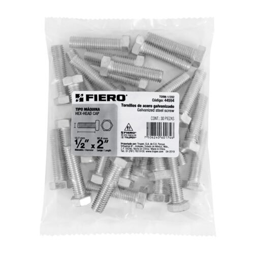 445943 44594 - Bolsa con 30 tornillos 1/2" x 2" tipo máquina, FIERO