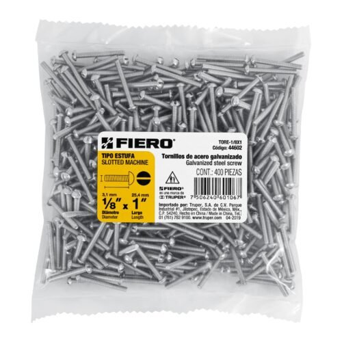 44602 - Bolsa con 400 tornillos 1/8" x 1" tipo estufa, FIERO