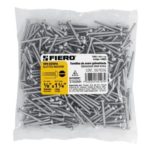446033 44603 - Bolsa con 350 tornillos 1/8" x 1-1/4" tipo estufa, FIERO