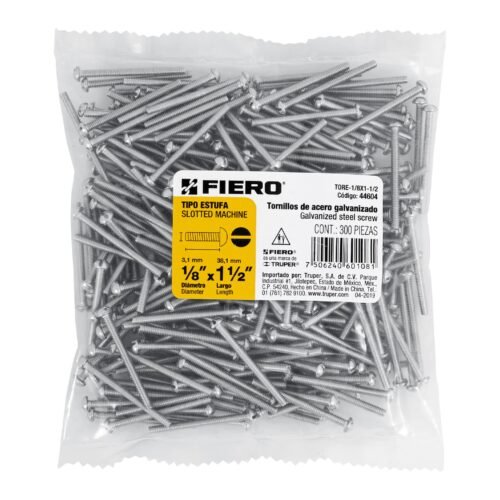 446043 44604 - Bolsa con 300 tornillos 1/8" x 1-1/2" tipo estufa, FIERO
