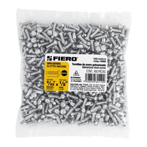 44606 - Bolsa con 450 tornillos 5/32" x 1/2" tipo estufa, FIERO