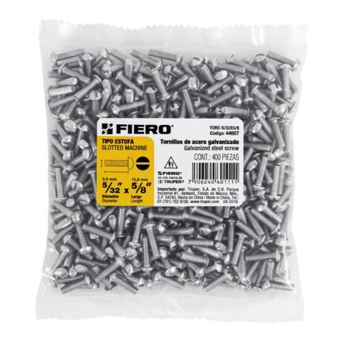 44607 - Bolsa con 400 tornillos 5/32" x 5/8" tipo estufa, FIERO