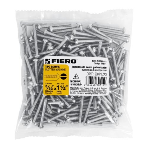446113 44611 - Bolsa con 200 tornillos 5/32" x 1-1/2" tipo estufa, FIERO
