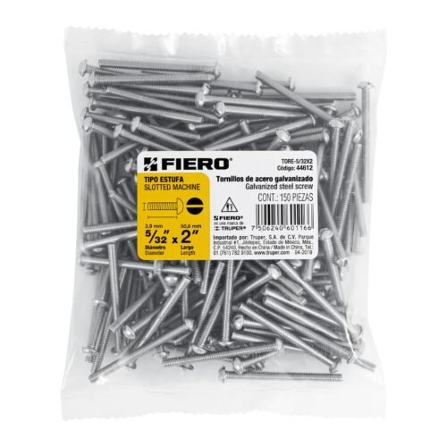446123 44612 - Bolsa con 150 tornillos 5/32" x 2" tipo estufa, FIERO