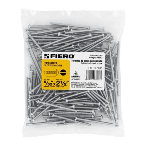 446133 44613 - Bolsa con 150 tornillos 5/32" x 2-1/2" tipo estufa, FIERO