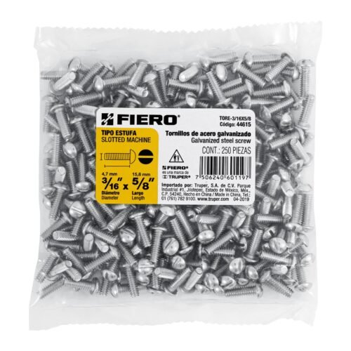 44615 - Bolsa con 250 tornillos 3/16" x 5/8" tipo estufa, FIERO