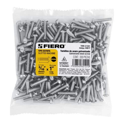 44617 - Bolsa con 200 tornillos 3/16" x 1" tipo estufa, FIERO
