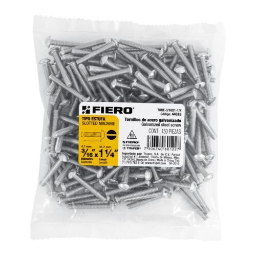 446183 44618 - Bolsa con 150 tornillos 3/16" x 1-1/4" tipo estufa, FIERO