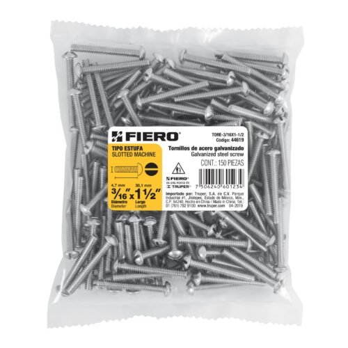 446193 44619 - Bolsa con 150 tornillos 3/16" x 1-1/2" tipo estufa, FIERO
