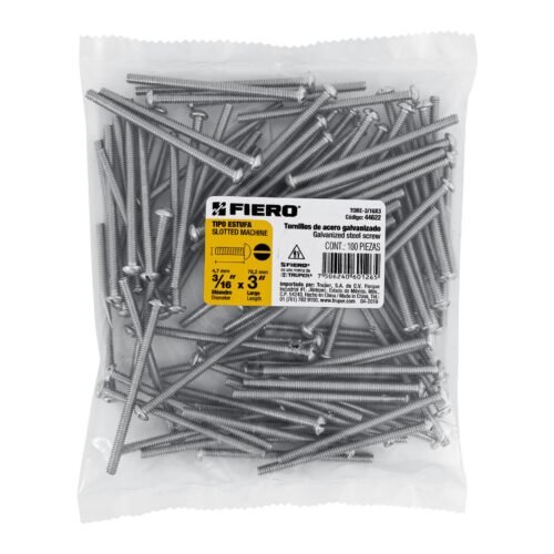 44622 - Bolsa con 100 tornillos 3/16" x 3" tipo estufa, FIERO