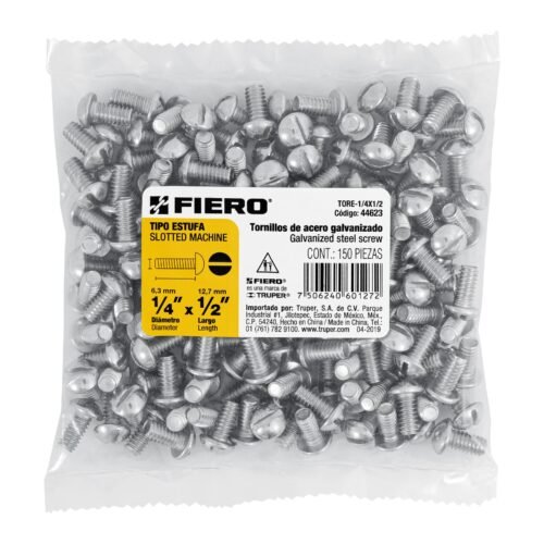 44623 - Bolsa con 150 tornillos 1/4" x 1/2" tipo estufa, FIERO