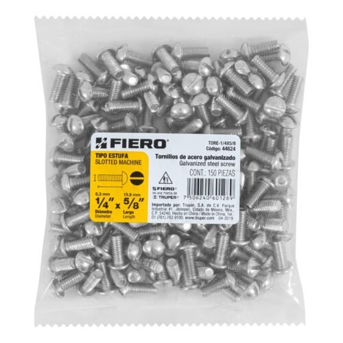 44624 - Bolsa con 150 tornillos 1/4" x 5/8" tipo estufa, FIERO