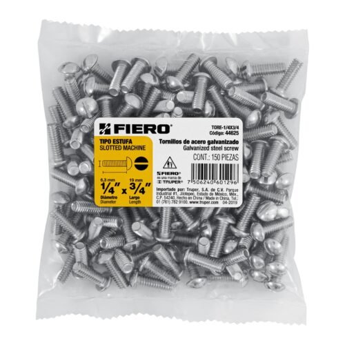 44625 - Bolsa con 150 tornillos 1/4" x 3/4" tipo estufa, FIERO