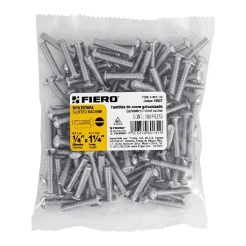 446273 44627 - Bolsa con 100 tornillos 1/4" x 1-1/4" tipo estufa, FIERO