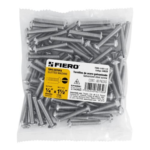 446283 44628 - Bolsa con 80 tornillos 1/4" x 1-1/2" tipo estufa, FIERO