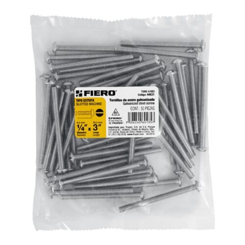 44631 - Bolsa con 50 tornillos 1/4" x 3" tipo estufa, FIERO