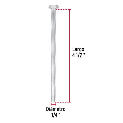 44634 - Bolsa con 25 tornillos 1/4" x 4-1/2" tipo máquina, FIERO