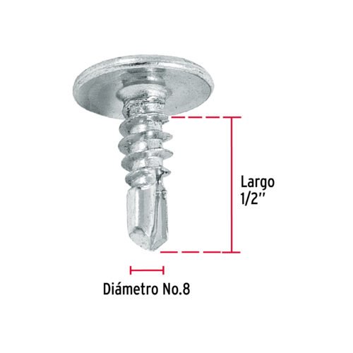 44645 - Bolsa con 100 pijas cabeza cruz, punta de broca 1/2", FIERO