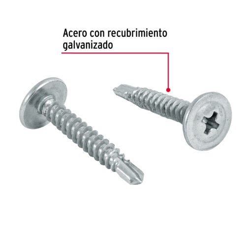 44647 - Bolsa con 100 pijas cabeza cruz, punta de broca 1", FIERO