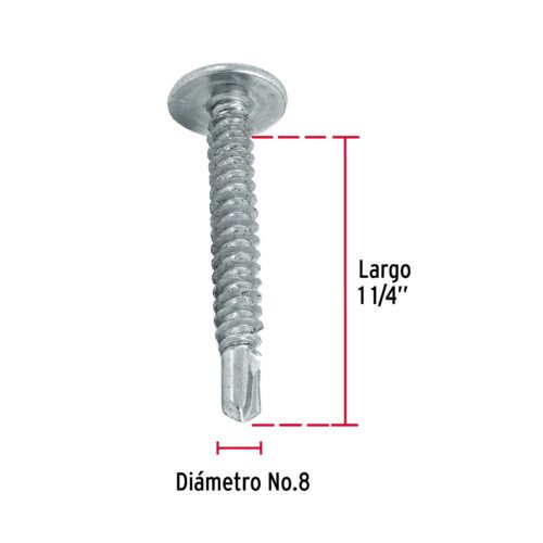 44648 - Bolsa con 100 pijas cabeza cruz, punta de broca 1-1/4"