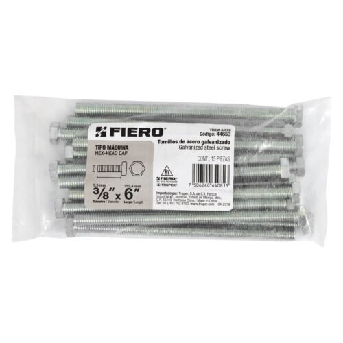 446533 44653 - Bolsa con 15 tornillos 3/8" x 6" tipo máquina, FIERO