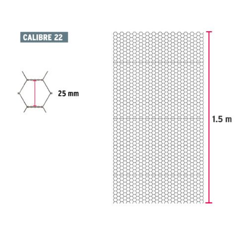 44658 - Rollo malla hexagonal cal.22, 1.5x 45m, abertura 25mm, 20kg
