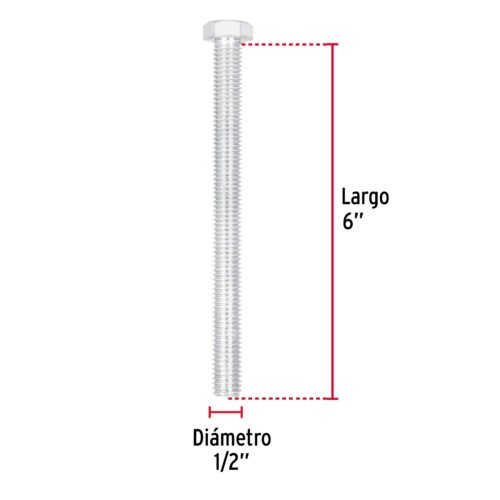 44667 - Bolsa con 8 tornillos 1/2" x 6" tipo máquina, FIERO
