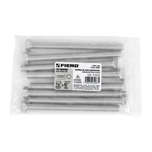 44667 - Bolsa con 8 tornillos 1/2" x 6" tipo máquina, FIERO