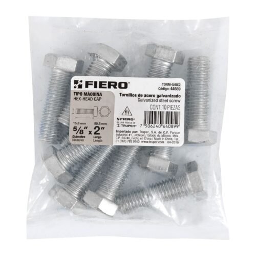 44669 - Bolsa con 10 tornillos 5/8" x 2" tipo máquina, FIERO