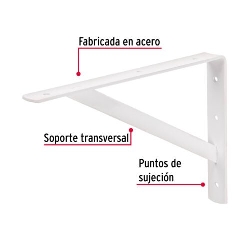 44670 - Ménsula de acero reforzada blanca 8 x 12", FIERO