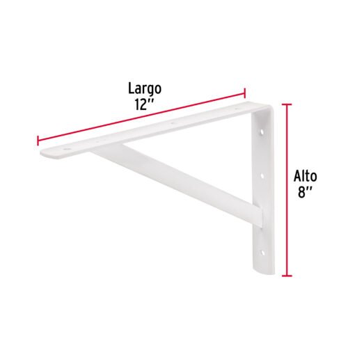 44670 - Ménsula de acero reforzada blanca 8 x 12", FIERO