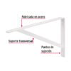 446711 44671 - Ménsula de acero reforzada blanca 10 x 16", FIERO