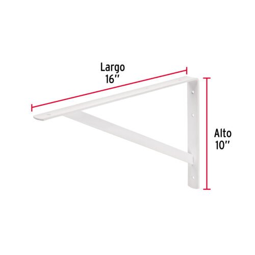 446712 44671 - Ménsula de acero reforzada blanca 10 x 16", FIERO