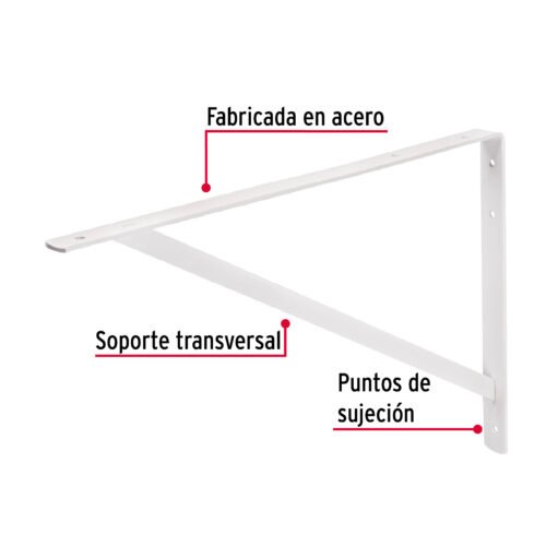 44672 - Ménsula de acero reforzada blanca 13 x 20", FIERO