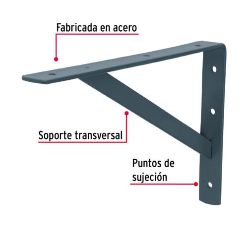 44673 - Ménsula de acero reforzada gris 8 x 12", FIERO