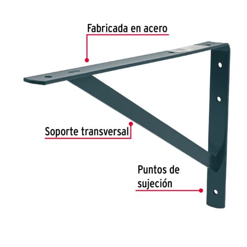 44674 - Ménsula de acero reforzada gris 10 x 16", FIERO