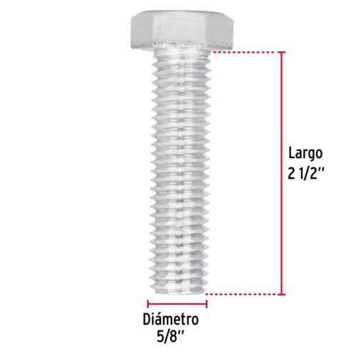 44679 - Bolsa con 8 tornillos 5/8" x 2-1/2" tipo máquina, FIERO