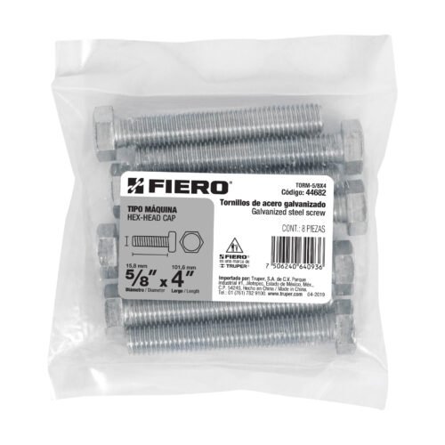 446823 44682 - Bolsa con 8 tornillos 5/8" x 4" tipo máquina, FIERO