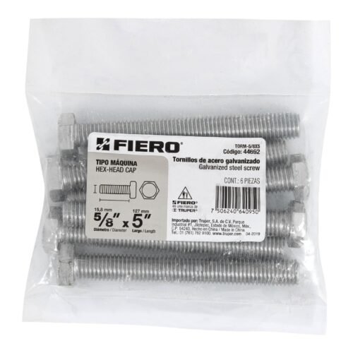 446923 44692 - Bolsa con 6 tornillos 5/8" x 5" tipo máquina, FIERO