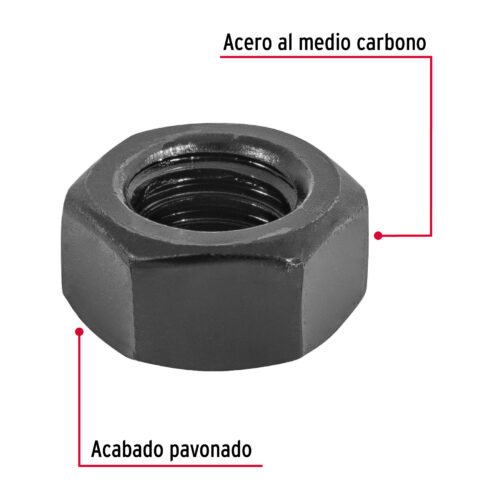 44696 - Bolsa con 150 tuercas 5/16" hexagonales pavonadas, grado 5